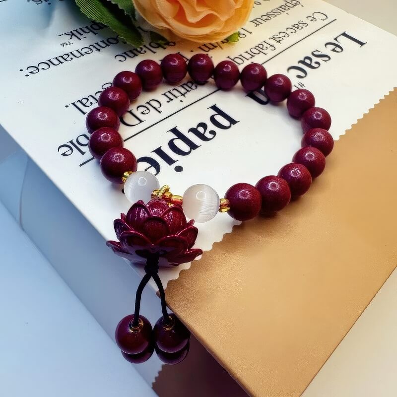 Mount Putuo Meditation Lotus Cinnabar Bracelet - GalaxGrace Bestgift