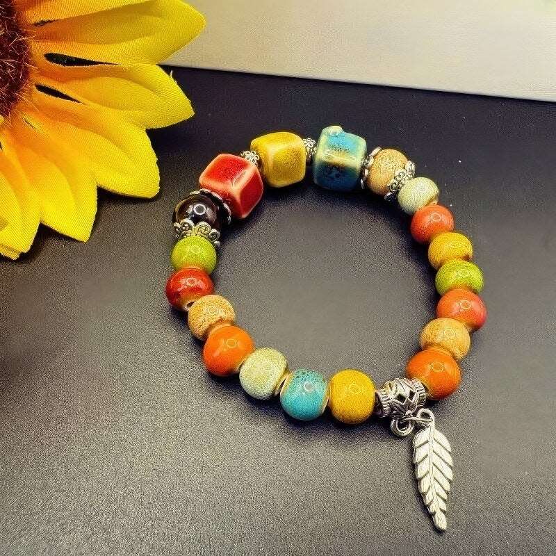 Colorful Bead Luck and Fortune Porcelain Bracelet - GalaxGrace Bestgift