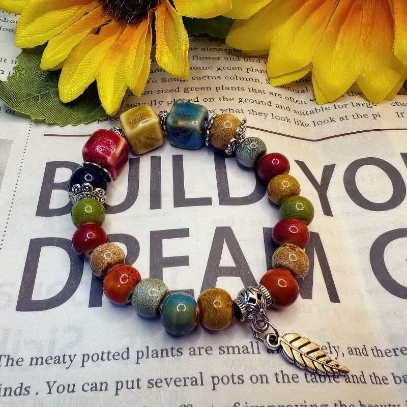 Colorful Bead Luck and Fortune Porcelain Bracelet - GalaxGrace Bestgift