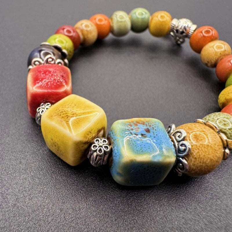 Colorful Bead Luck and Fortune Porcelain Bracelet - GalaxGrace Bestgift