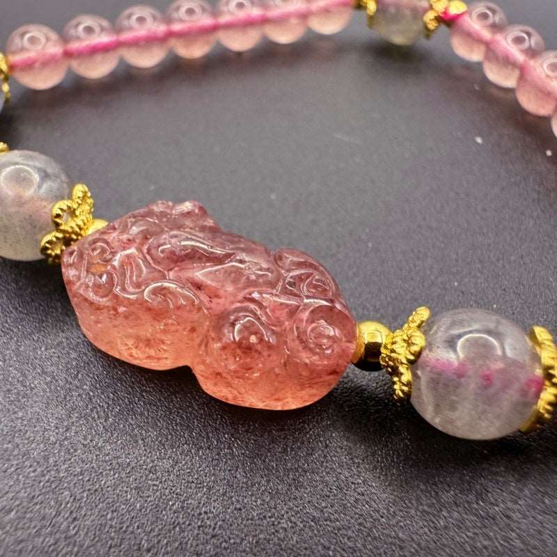 Ethnic Style Strawberry Crystal Pixiu Bracelet - GalaxGrace Bestgift
