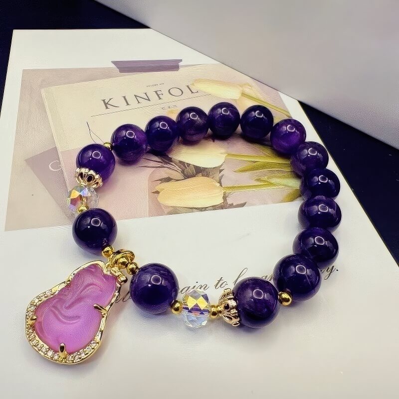 GalaxGraceAmethyst Fox Charm Bracelet Bestgift