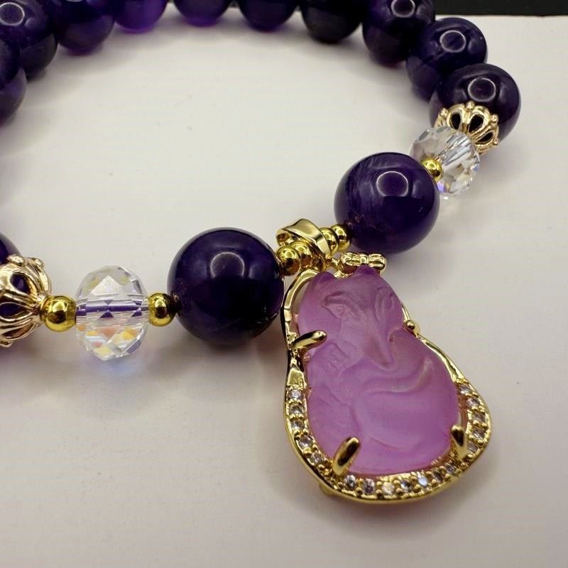 GalaxGraceAmethyst Fox Charm Bracelet Bestgift