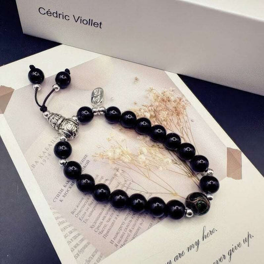 GalaxGraceBlack Stone Green Incense Ash Glass Bracelet Bestgift