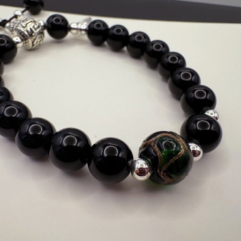 GalaxGraceBlack Stone Green Incense Ash Glass Bracelet Bestgift