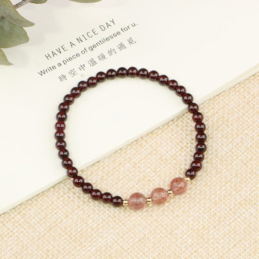 GalaxGraceBurgundy Garnet Strawberry Crystal Bracelet 4mm Extremely Thin Bestgift