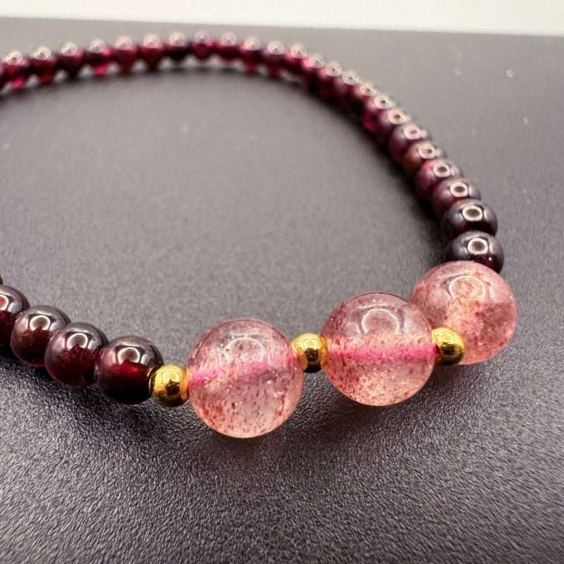 GalaxGraceBurgundy Garnet Strawberry Crystal Bracelet 4mm Extremely Thin Bestgift