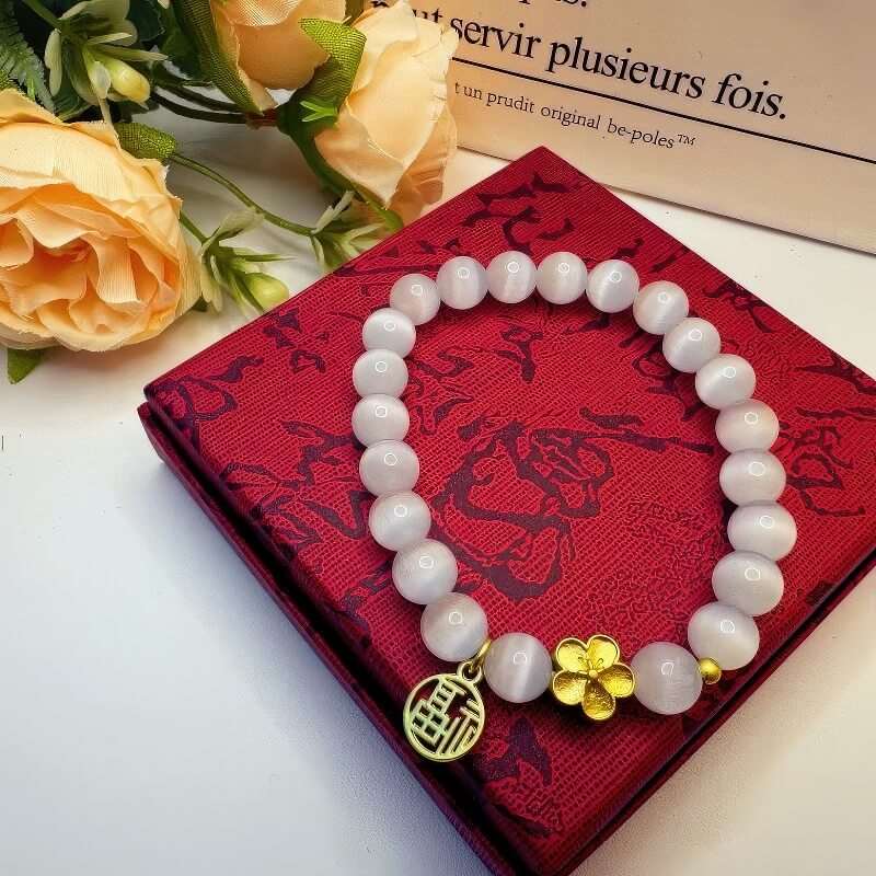 GalaxGraceCat Eye Peach Blossom Fortune Crystal Bracelet Bestgift