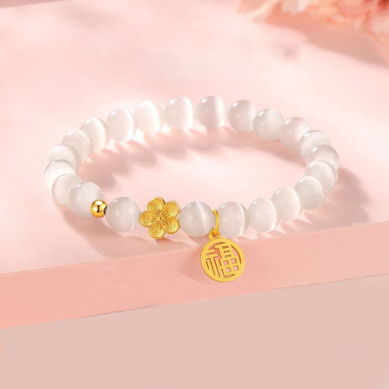 GalaxGraceCat Eye Peach Blossom Fortune Crystal Bracelet Bestgift