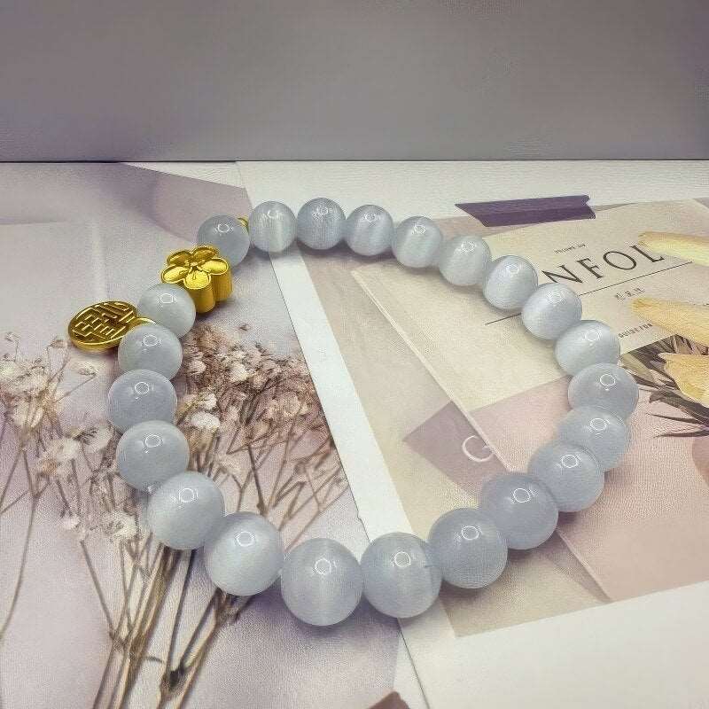 GalaxGraceCat Eye Peach Blossom Fortune Crystal Bracelet Bestgift