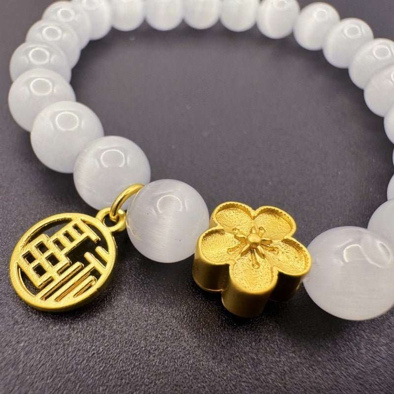 GalaxGraceCat Eye Peach Blossom Fortune Crystal Bracelet Bestgift
