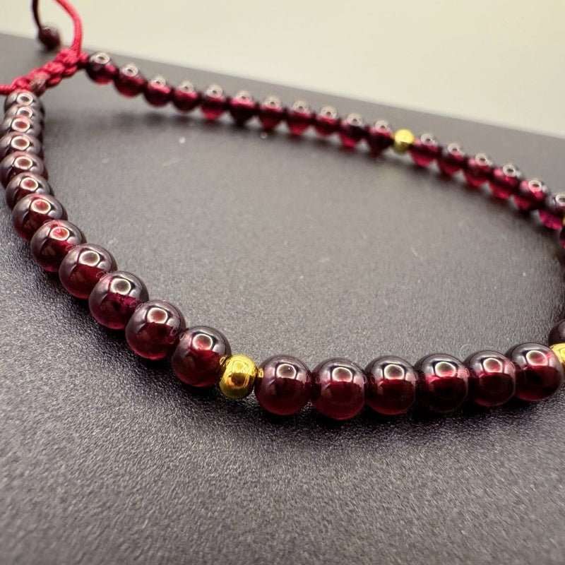 GalaxGraceChinese Style Garnet Bracelet 4mm Extremely Thin Bestgift