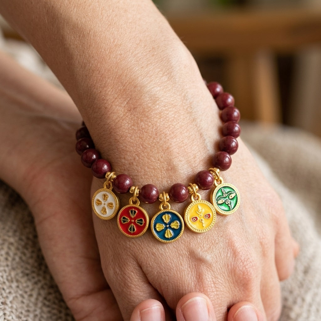 GalaxGrace Five-Way God of Wealth Cinnabar Bracelet Best Gift 6