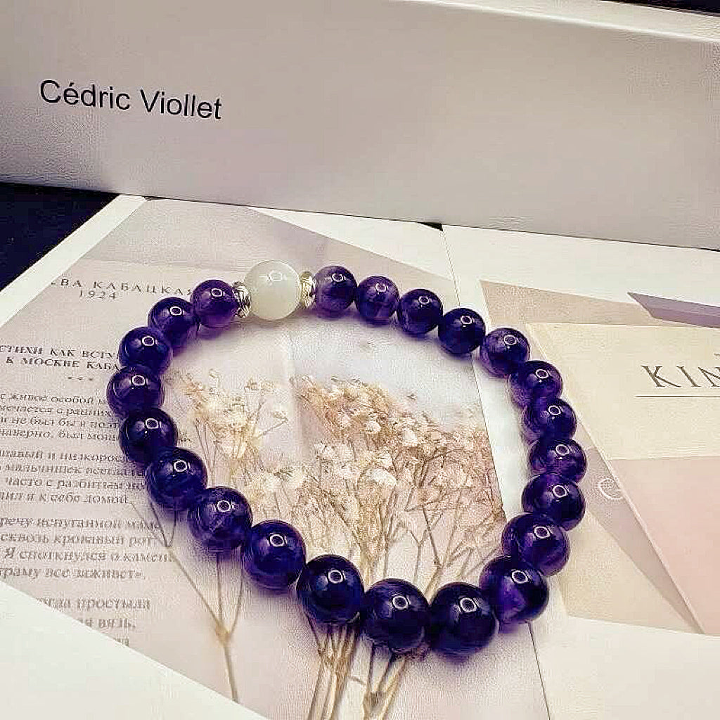GalaxGrace Natural Amethyst Moonstone Bracelet