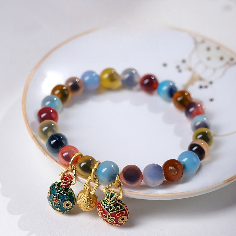 Great Perfection Gold Swallowing Beast Sugar Heart Agate Bracelet - GalaxGrace Bestgift