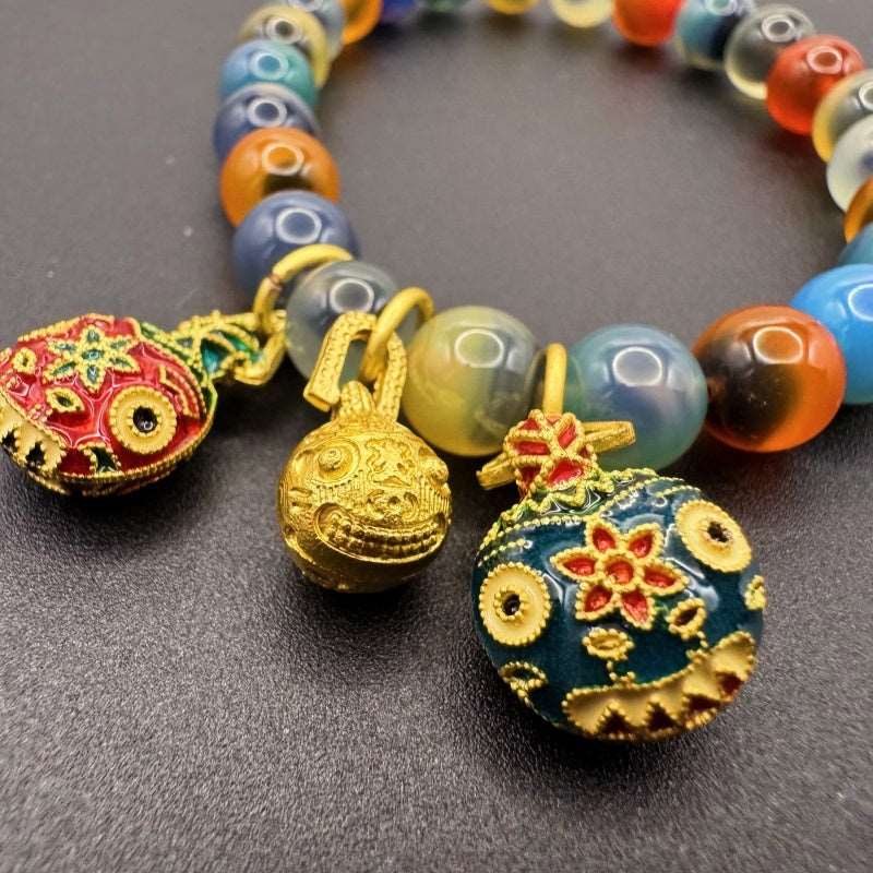 Great Perfection Gold Swallowing Beast Sugar Heart Agate Bracelet - GalaxGrace Bestgift