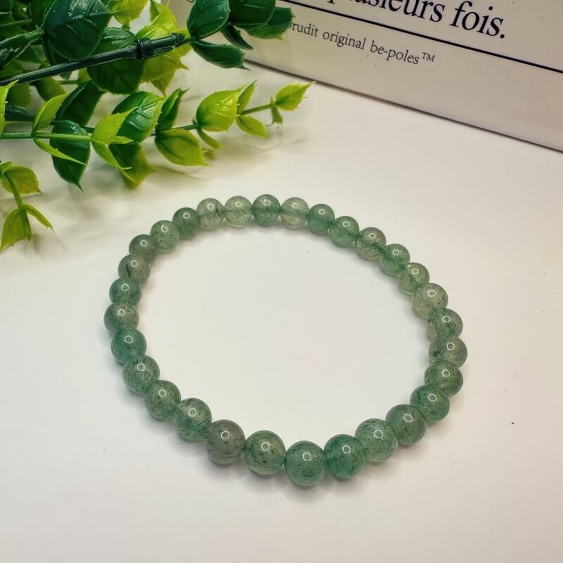 Green Strawberry Crystal Bead Bracelet 6mm Thin - GalaxGrace Bestgift