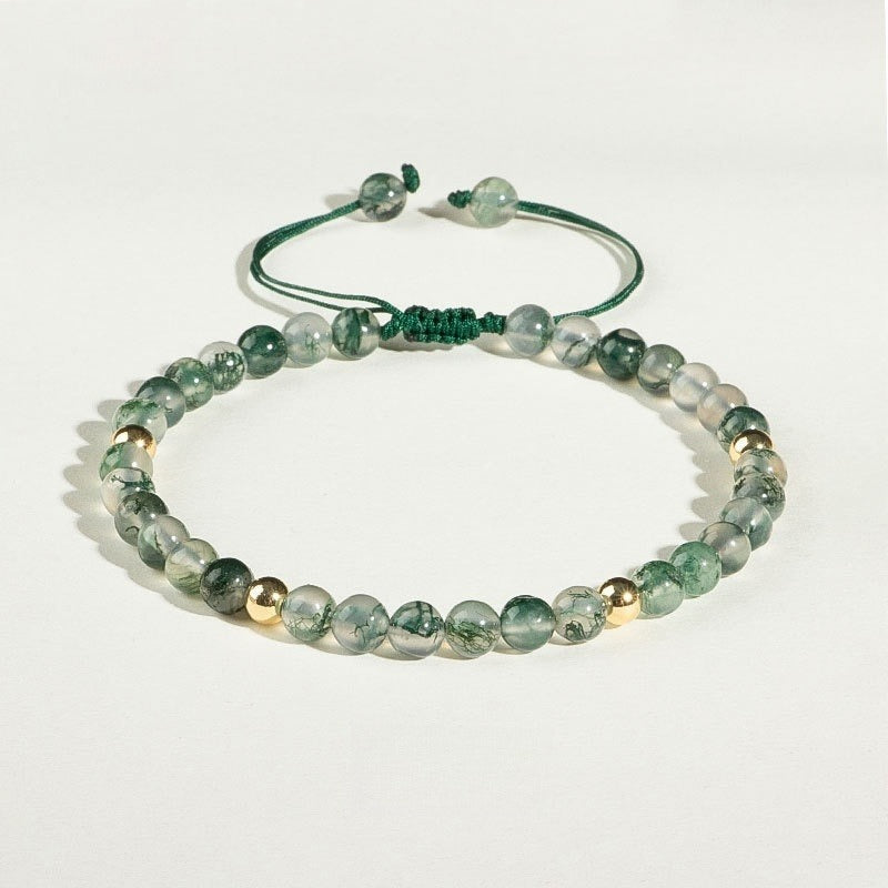 Green Water Grass Agate Bracelet 4mm Extremely Thin - GalaxGrace Bestgift