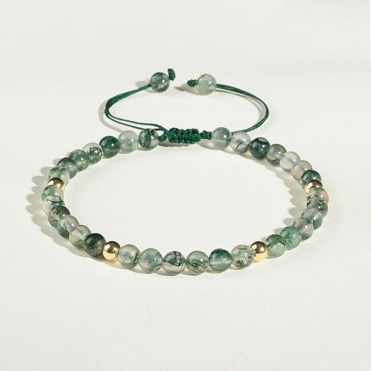 Green Water Grass Agate Bracelet 4mm Extremely Thin - GalaxGrace Bestgift