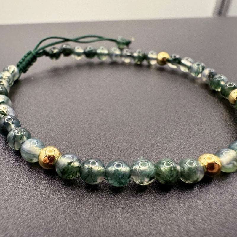 Green Water Grass Agate Bracelet 4mm Extremely Thin - GalaxGrace Bestgift