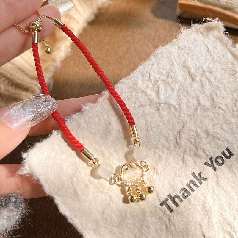 Happy Lock Cat Eye Red String Bracelet - GalaxGrace Bestgift