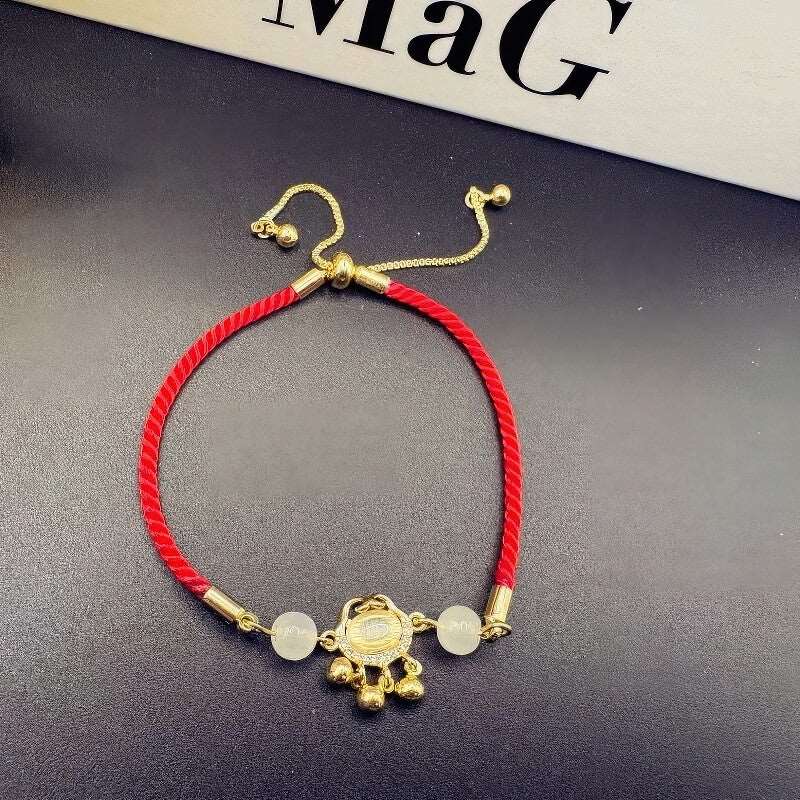 Happy Lock Cat Eye Red String Bracelet - GalaxGrace Bestgift