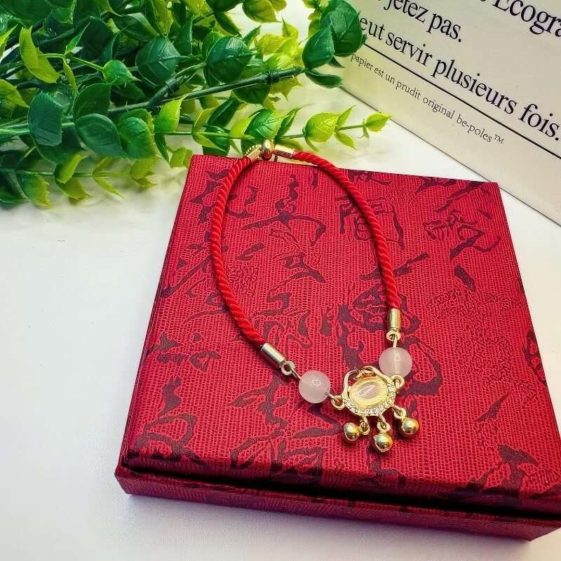 Happy Lock Cat Eye Red String Bracelet - GalaxGrace Bestgift