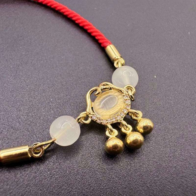 Happy Lock Cat Eye Red String Bracelet - GalaxGrace Bestgift