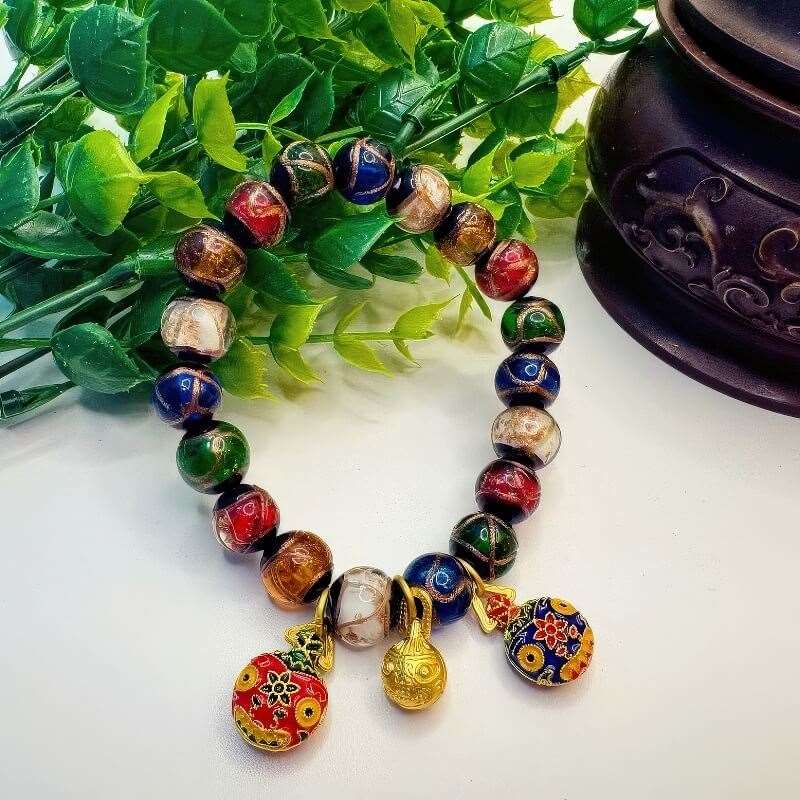 Incense Ash Glass Copper Gilded Gold Swallowing Beast Bracelet - GalaxGrace Bestgift