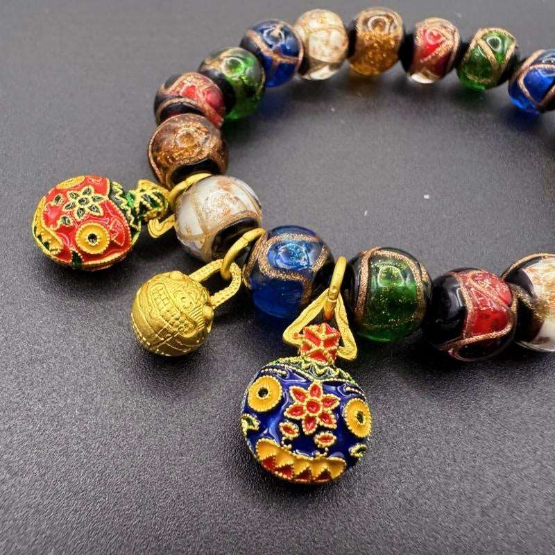 Incense Ash Glass Copper Gilded Gold Swallowing Beast Bracelet - GalaxGrace Bestgift