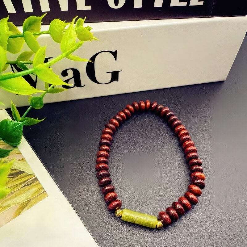Indian Small Leaf Rosewood Fine Peridot Jade Bracelet - GalaxGrace Bestgift