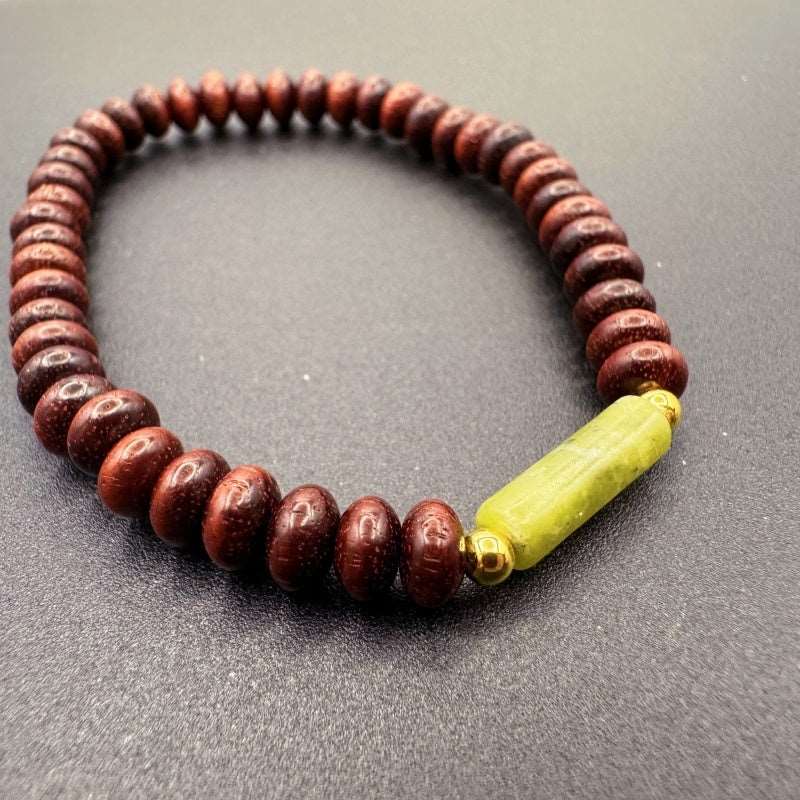 Indian Small Leaf Rosewood Fine Peridot Jade Bracelet - GalaxGrace Bestgift