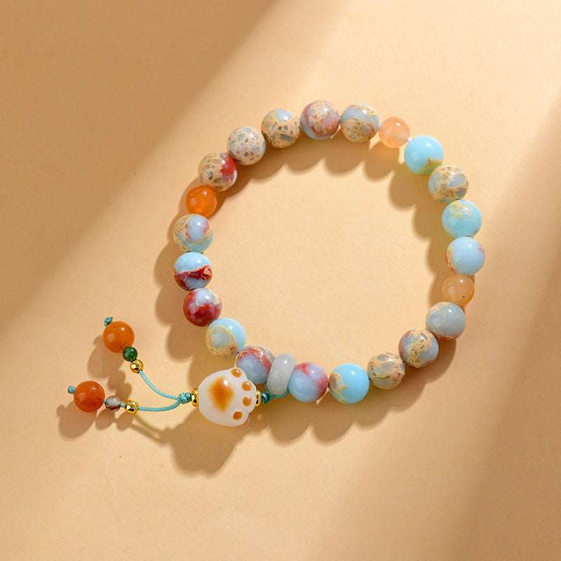 Longevity Mount Stone Charcoal-grilled Cat Claw Pendant Bracelet - GalaxGrace Bestgift