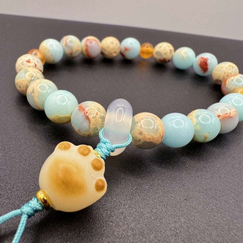 Longevity Mount Stone Charcoal-grilled Cat Claw Pendant Bracelet - GalaxGrace Bestgift