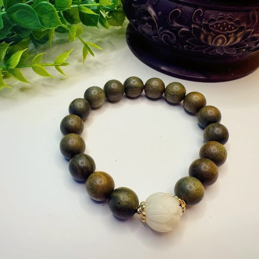 Lotus Bodhi Green Sandalwood Bracelet - GalaxGrace Bestgift