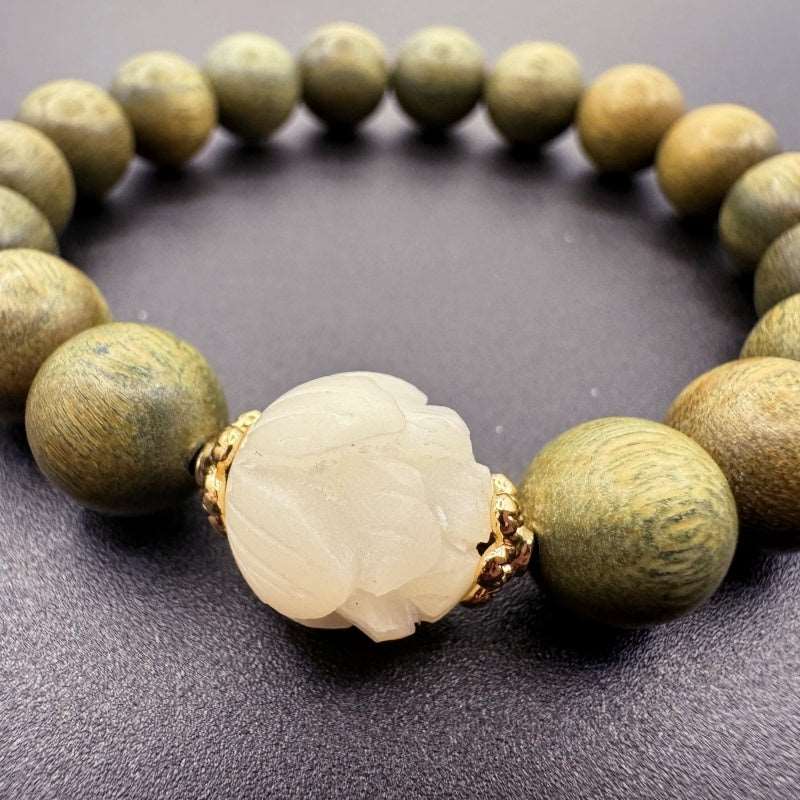 Lotus Bodhi Green Sandalwood Bracelet - GalaxGrace Bestgift