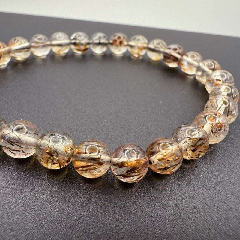 Mica Hair Black Gold Super Seven Crystal Bracelet 6mm Thin - GalaxGrace Bestgift