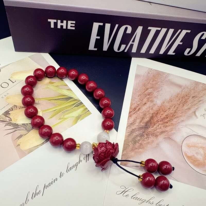 Mount Putuo Meditation Lotus Cinnabar Bracelet - GalaxGrace Bestgift