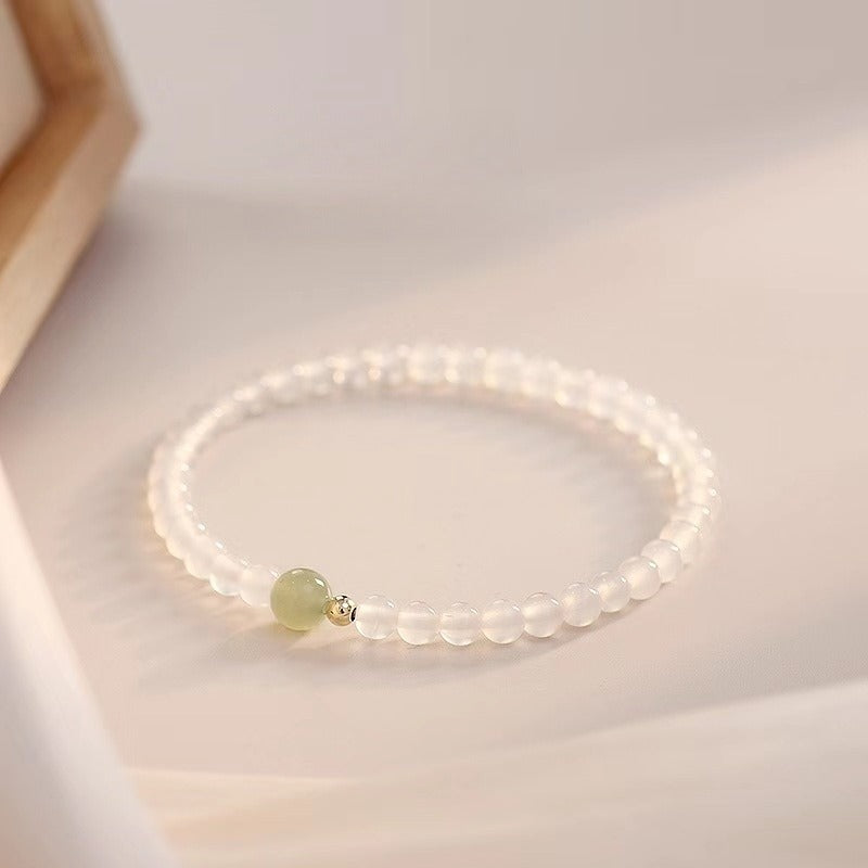 Natural Hetian Jade White Agate Bracelet - GalaxGrace Bestgift