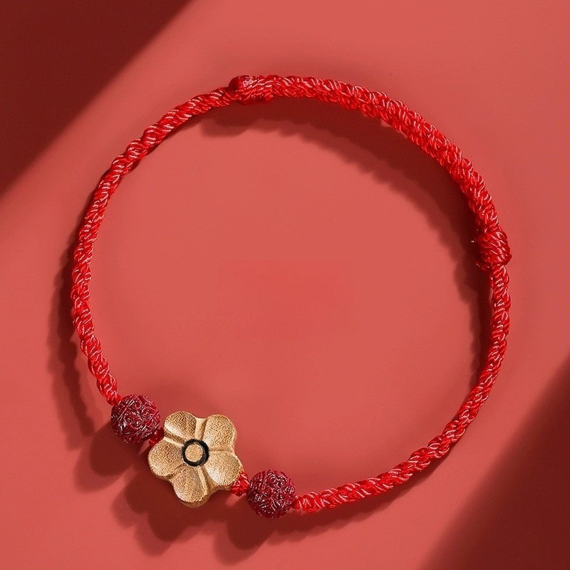 Natural Mahogany Red String Bracelet Zodiac Year - GalaxGrace Bestgift