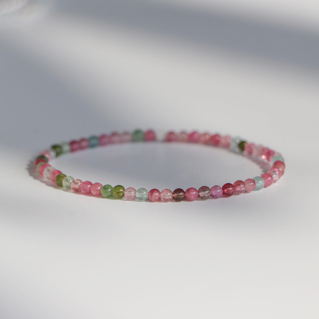 Natural Rainbow Tourmaline Bracelet Extremely Thin - GalaxGrace Bestgift