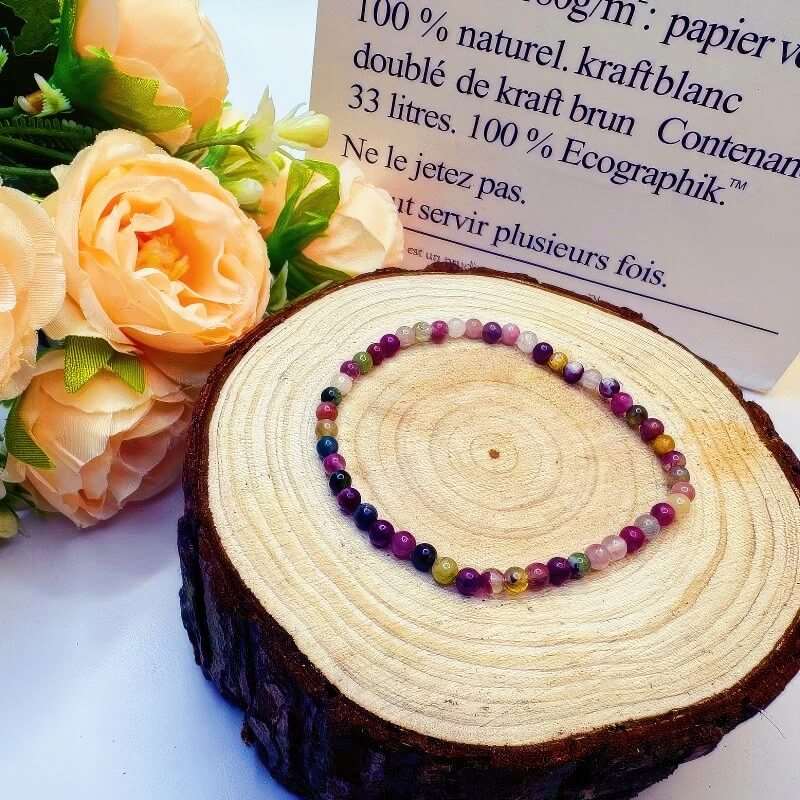 Natural Rainbow Tourmaline Bracelet Extremely Thin - GalaxGrace Bestgift