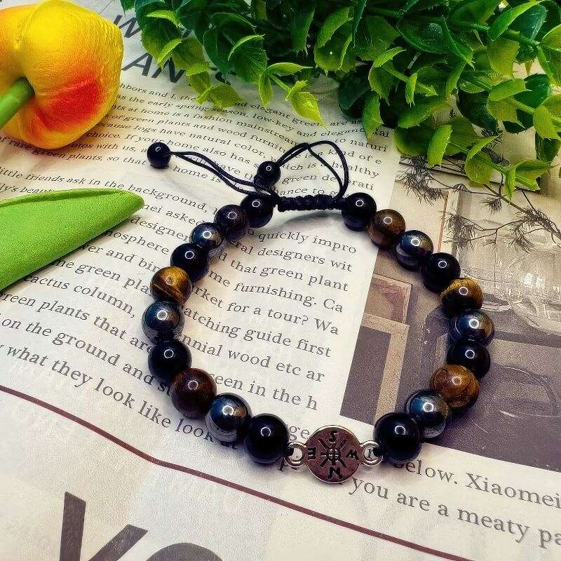 Obsidian Tiger Eye Stone Compass Creative Bracelet - GalaxGrace Bestgift