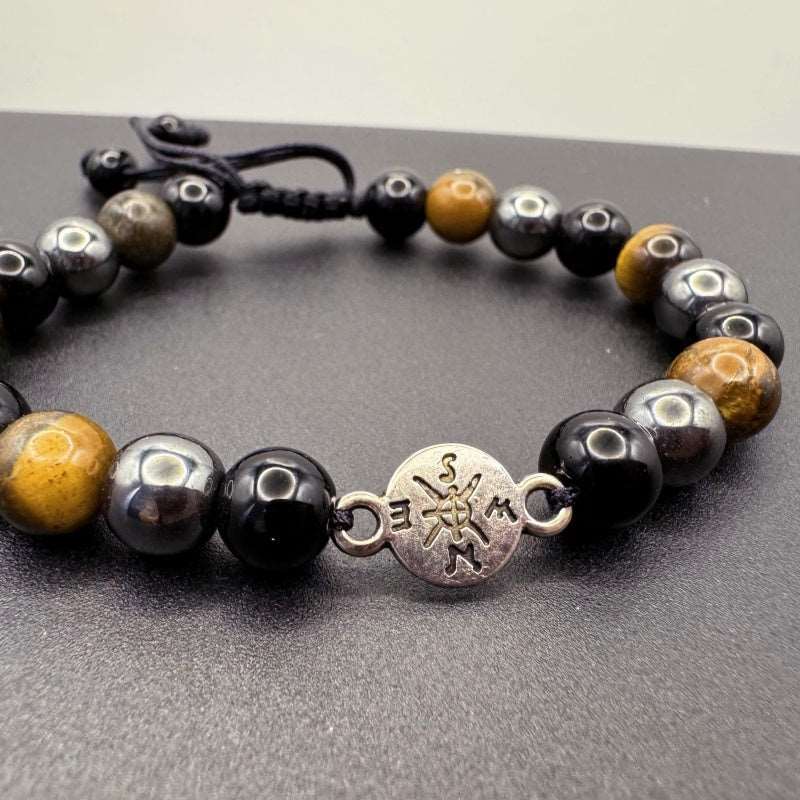 Obsidian Tiger Eye Stone Compass Creative Bracelet - GalaxGrace Bestgift