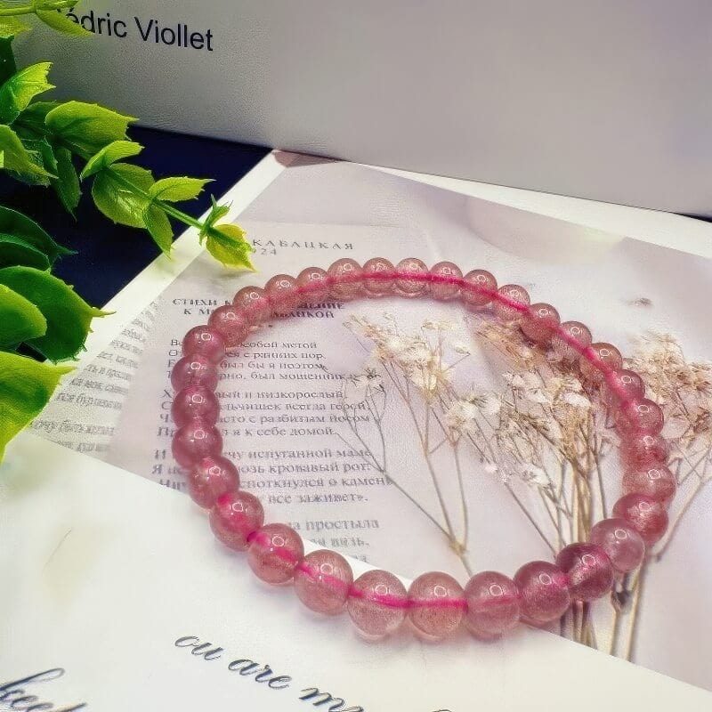 Pigeon Blood Red Ice Strawberry Crystal Bracelet 6mm Thin - GalaxGrace
