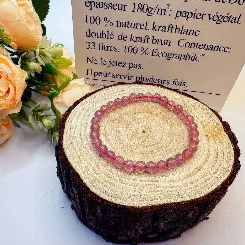 Pigeon Blood Red Ice Strawberry Crystal Bracelet 6mm Thin - GalaxGrace