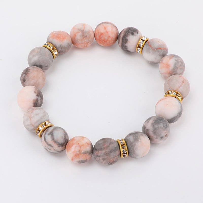 Pink Zebra Diamond Frosted Stone Beaded Bracelet - GalaxGrace Bestgift