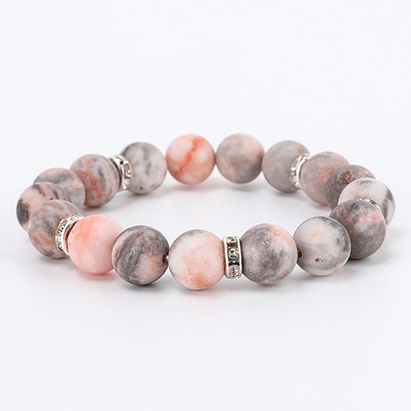 Pink Zebra Diamond Frosted Stone Beaded Bracelet - GalaxGrace Bestgift