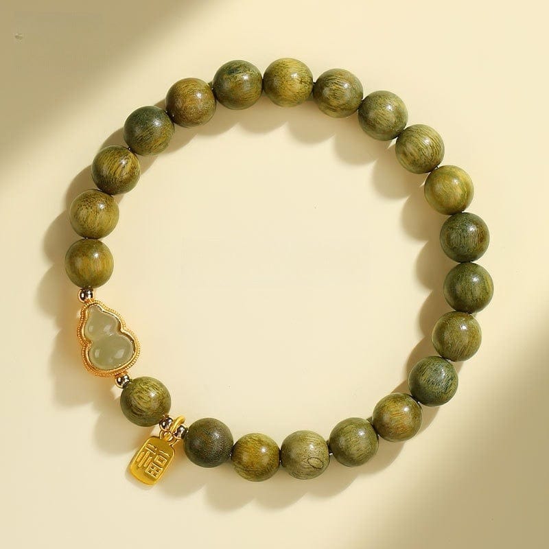 Putuo Mountain Green Sandalwood Jade Gourd Bracelet - GalaxGrace Bestgift