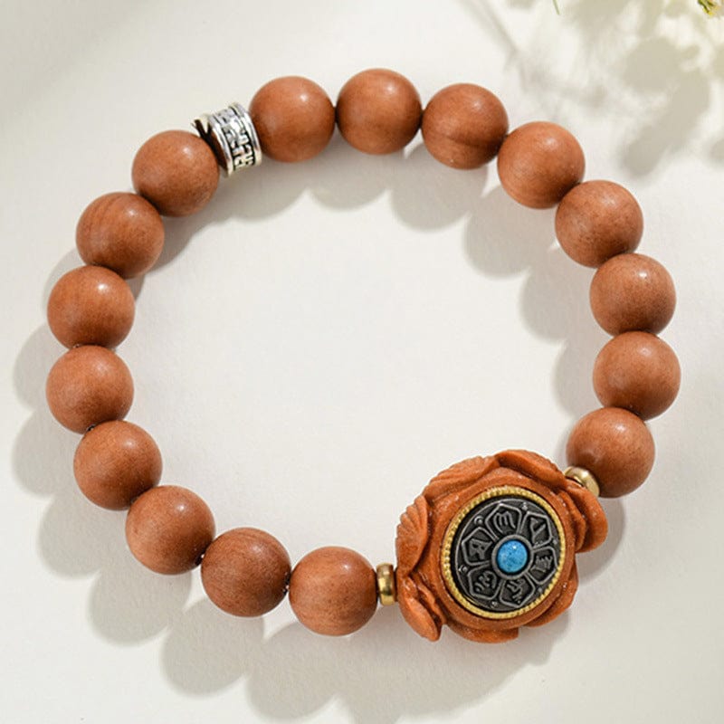Sandalwood Lotus Six-Character Turning Luck Bracelet - GalaxGrace Bestgift
